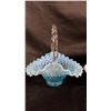 Image 3 : (2) FENTON BLUE OPALESCENT HOBNAIL GLASS BASKETS: LARGER IS 8"T