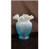 Image 1 : FENTON BLUE OPALESCENT HOBNAIL GLASS VASE 5.5"T
