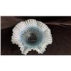 Image 2 : FENTON BLUE OPALESCENT HOBNAIL GLASS RUFFLE EDGED BOWL 10" WIDE