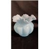 Image 1 : FENTON BLUE OPALESCENT RUFFLED TOP MELON VASE: 5" TALL