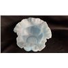 Image 2 : FENTON BLUE OPALESCENT RUFFLED TOP MELON VASE: 5" TALL