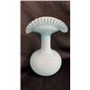 Image 1 : FENTON BLUE OPALESCENT RUFFLED EDGE FAN VASE: 8.5" TALL