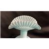 Image 2 : FENTON BLUE OPALESCENT RUFFLED EDGE FAN VASE: 8.5" TALL