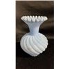 Image 1 : FENTON MIST BLUE SATIN SWIRLED MELON VASE: 6" TALL