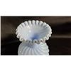 Image 2 : FENTON MIST BLUE SATIN SWIRLED MELON VASE: 6" TALL