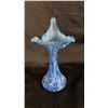 Image 3 : FENTON BLUE OPALESCENT "DAISY & FERN" JACK-IN-THE-PULPIT VASE: 11" TALL