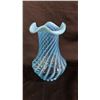 Image 1 : FENTON STEIGEL BLUE OPALESCENT SPIRAL OPTIC VASE: 9.5" TALL