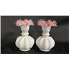 Image 1 : (2) FENTON PEACH CREST BEADED MELON VASES: 6" TALL