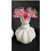 Image 2 : (2) FENTON PEACH CREST BEADED MELON VASES: 6" TALL