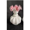 Image 3 : (2) FENTON PEACH CREST BEADED MELON VASES: 6" TALL