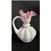 Image 2 : (2) FENTON PEACH CREST BEADED MELON PITCHER/VASES: 6" TALL