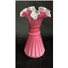 Image 1 : FENTON WILD ROSE OVERLAY WHEAT VASE: 8" TALL