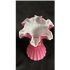 Image 2 : FENTON WILD ROSE OVERLAY WHEAT VASE: 8" TALL