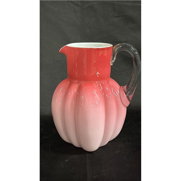 VICTORIAN SATIN GLASS PITCHER: COULD BE EAPG: 8" TALL