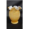 Image 1 : FENTON HOBNAIL HONEY AMBER OVERLAY VASE: 8" TALL
