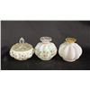 Image 1 : (2) FENTON 4" TALL BUD VASES & (1) FENTON CHARLESTON ROSE POWDER JAR