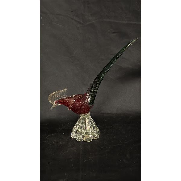 VINTAGE MURANO ART GLASS PHEASANT: 10.5" TALL