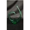 Image 1 : VINTAGE ALTAGLASS CANADA GREEN ART GLASS CENTERPIECE BOWL: 10" TALL