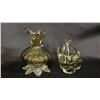 Image 1 : GREEN 7" TALL ART GLASS VASE & GREEN 9.5" WIDE ART GLASS CONSOLE BOWL