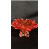 Image 3 : (2) ORANGE ART GLASS PEDESTAL BOWLS: LARGER ONE IS 6" TALL