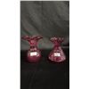Image 1 : (2) CRANBERRY GLASS VASES: TALLEST IS 6"