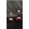 Image 1 : CRANBERRY GLASS 8.5"T DECANTER & CRANBERRY GLASS 6"T CRUET