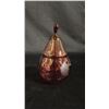 Image 3 : (3) PCS OF CRANBERRY GLASS: SMALL BUD VASE, LIDDED CONTAINER & PEAR-SHAPED LIDDED CONTAINER