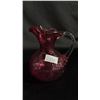 Image 3 : (2) CRANBERRY GLASS PITCHERS: TALLEST IS 7"