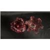 Image 2 : CRANBERRY GLASS 7.5"T POLKA DOT VASE & CRANBERRY GLASS RUFFLED EDGE 6.5"W COMPOTE