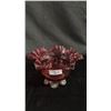 Image 4 : CRANBERRY GLASS 7.5"T POLKA DOT VASE & CRANBERRY GLASS RUFFLED EDGE 6.5"W COMPOTE