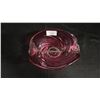 Image 2 : (2) PIECES OF ROSSI ART GLASS: 7"W CRANBERRY BOWL & 8"T PURPLE VASE