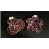 Image 2 : (2) MURANO STYLE CRANBERRY ART GLASS BOWLS: LARGER IS 6"W