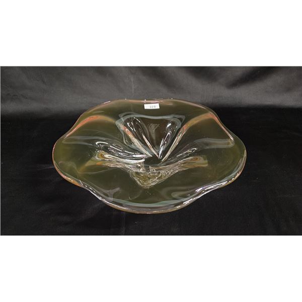 LARGE PINK/PURPLE ART GLASS 14"W CENTERPIECE BOWL