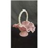 Image 1 : FENTON "THE LEGACY COLLECTION" ROSALENE IRIDESCENT GLASS TULIP BASKET: 9.5" TALL