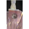 Image 5 : FENTON "THE LEGACY COLLECTION" ROSALENE IRIDESCENT GLASS TULIP BASKET: 9.5" TALL