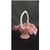 Image 1 : FENTON "THE LEGACY COLLECTION" ROSALENE IRIDESCENT GLASS TULIP BASKET: 9.5" TALL