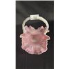 Image 3 : FENTON "THE LEGACY COLLECTION" ROSALENE IRIDESCENT GLASS TULIP BASKET: 9.5" TALL