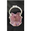Image 2 : FENTON "THE LEGACY COLLECTION" ROSALENE IRIDESCENT GLASS TULIP BASKET: 9.5" TALL