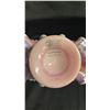 Image 4 : FENTON "THE LEGACY COLLECTION" ROSALENE IRIDESCENT GLASS TULIP BASKET: 9.5" TALL