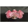 Image 1 : FENTON PINK & WHITE HAND PAINTED CRIMP AND RUFFLE BOWL - 12" DIAMETER