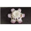 Image 3 : FENTON PINK & WHITE HAND PAINTED CRIMP AND RUFFLE BOWL - 12" DIAMETER