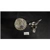 Image 2 : VINTAGE CLEAR GLASS PERFUME BOTTLE WITH BIRD STOPPER: 7.5" TALL