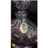 Image 4 : VINTAGE PURPLE OPALESCENT PRESSED GLASS PERFUME BOTTLE WITH STOPPER: 8" TALL
