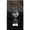 Image 1 : SMALL ART GLASS PERFUME BOTTLE WITH STOPPER: 4.5" TALL