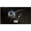 Image 2 : SMALL ART GLASS PERFUME BOTTLE WITH STOPPER: 4.5" TALL