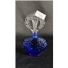 Image 1 : FENTON COBALT PERFUME BOTTLE WITH CLEAR GLASS STOPPER: 6.5" TALL
