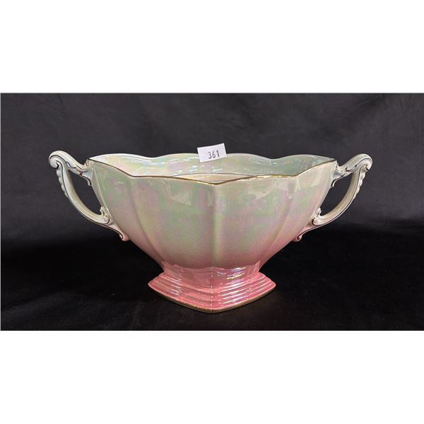 VINTAGE ROYAL WINTON GRIMWADES GONDOLA VASE WITH FROG INSERT: 13.5"W X 6"D X 6"T