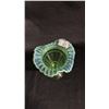 Image 2 : VINTAGE GREEN OPALESCENT 7"T VASE WITH A FLUTED BARS & BEADS PATTERN - POSSIBLY EAPG NORTHWOOD
