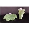 Image 1 : ANCHOR HOCKING 5"T JADEITE MILK GLASS VASE & FENTON 7"W JADEITE MILK GLASS 3-FOOTED BOWL