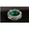 Image 1 : VINTAGE MURANO ART GLASS GREEN BULLICANTE & SILVER SPECK BOWL: 6" WIDE